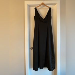 Silk Vneck Black Dress